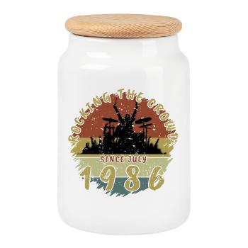 40th Birthday Rocking the crowd DRM 07/1986 - Cookie Jar with Wooden Lid - white - Front