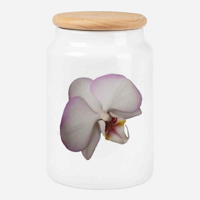 Elegant_Pale_Lavender_Phalaenopsis_Moth_Orchid - Keksdose mit Holzdeckel - Weiß