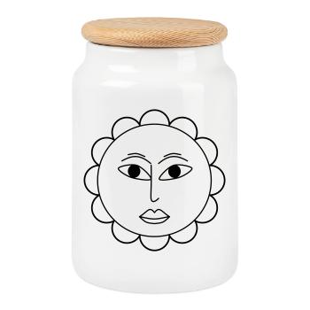 Fleur simple - Boîte à biscuits avec couvercle en bois - blanc - Devant
