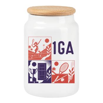 TENNIS WORLD - 1GA wb AI Generated - Cookie Jar with Wooden Lid - white - Front