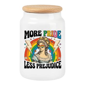 Mois de la fierté LGBTQ - Plus de fierté, moins de préjugés - Boîte à biscuits avec couvercle en bois - blanc - Devant