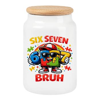 Bruh Saying Funny Retro Vintage Youth Language Of The - Cookie Jar with Wooden Lid - white - Front