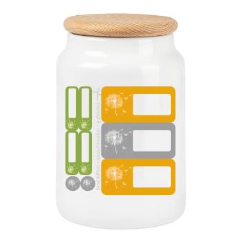 DIY Namensaufkleber Pusteblume - 9 er Set - Keksdose mit Holzdeckel - Weiß - Vorne