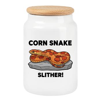 Corn Snake Slither Rock - Cookie Jar with Wooden Lid - white - Front