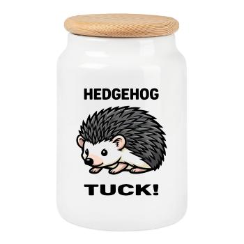 Hedgehog Hedgehog Hedgehog Thorns Garden - Cookie Jar with Wooden Lid - white - Front