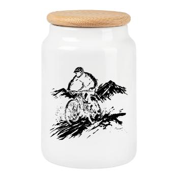VTT - Boîte à biscuits avec couvercle en bois - blanc - Devant