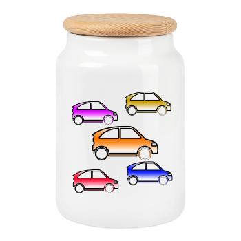 Autos - Keksdose mit Holzdeckel - Weiß - Vorne