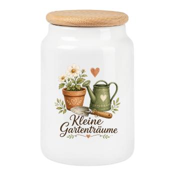 Kleine Gartenträume - Keksdose mit Holzdeckel - Weiß - Vorne