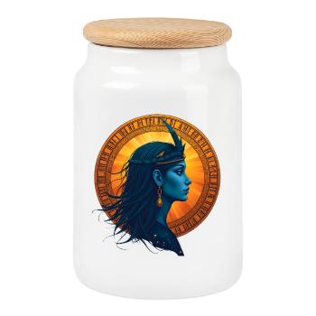 Ishtar Awakens – Sumerian Divine - Cookie Jar with Wooden Lid - white - Front