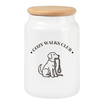 Club de promenades douilletes – Gemütliches Hunde Spaziergang de - Boîte à biscuits avec couvercle en bois - blanc - Devant