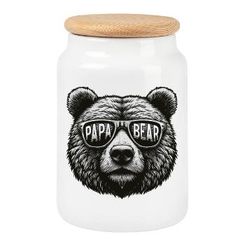Papa Ours - Fête des Pères Papa Père Ours - Boîte à biscuits avec couvercle en bois - blanc - Devant
