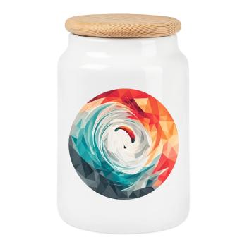 Parapente vortex géométrique - Boîte à biscuits avec couvercle en bois - blanc - Devant