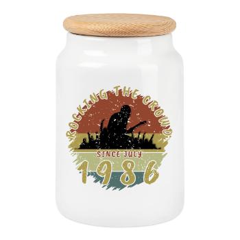 40th Birthday Rocking the crowd GIT 07/1986 - Cookie Jar with Wooden Lid - white - Front
