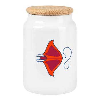 Manta néon rétro océan - Boîte à biscuits avec couvercle en bois - blanc - Devant