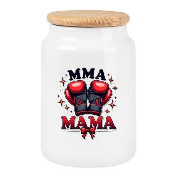 MMA Mama Boxing Power Kämpfer Mixed Martial Arts - Keksdose mit Holzdeckel - Weiß - Vorne