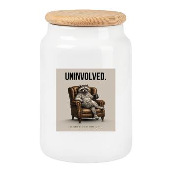 Minding My Business Funny Raccoon - Keksdose mit Holzdeckel - Weiß - Vorne
