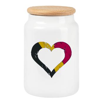 Bloc du cœur belge en bandes lumineuses - Boîte à biscuits avec couvercle en bois - blanc - Devant