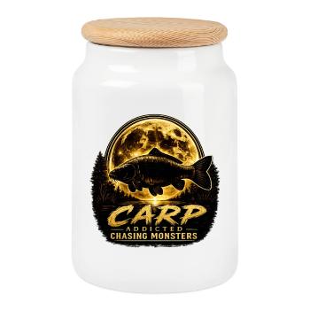 Design de pêche de monstres pourchasseurs accros à la carpe - Boîte à biscuits avec couvercle en bois - blanc - Devant