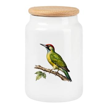 Grüner Specht — Vintage-ornithologische Illustration - Keksdose mit Holzdeckel - Weiß - Vorne