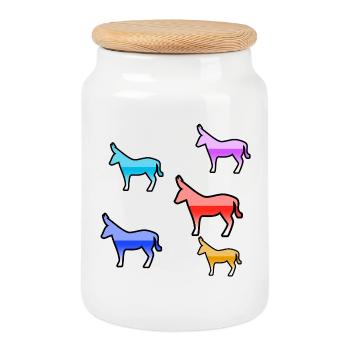 donkey - Cookie Jar with Wooden Lid - white - Front