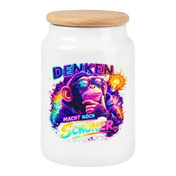 Denken macht noch schöner. - Keksdose mit Holzdeckel - Weiß - Vorne