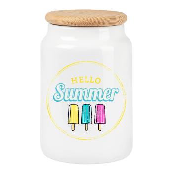 Eis mit Stiel Hallo Sommer Vintage Eiscreme Design - Cookie Jar with Wooden Lid - white - Front