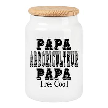 Papa Arboriculteur Papa Très Cool - Boîte à biscuits avec couvercle en bois - blanc - Devant