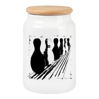 Bowling - Cookie Jar with Wooden Lid - white - Front