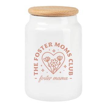 Foster moms club rescue mama - Cookie Jar with Wooden Lid - white - Front