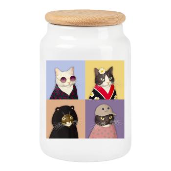Cat Couture Quartett - Keksdose mit Holzdeckel - Weiß - Vorne