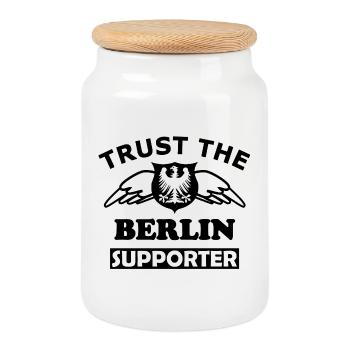 Berlin Text Design White - Boîte à biscuits avec couvercle en bois - blanc - Devant