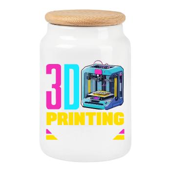 3D Druck Crew Maker Space Robotik Team Lustig - Keksdose mit Holzdeckel - Weiß - Vorne