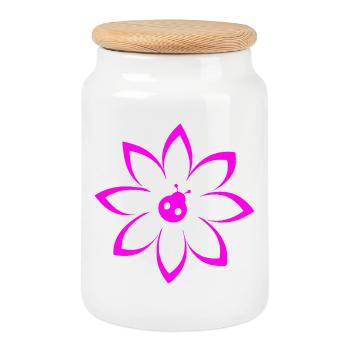 Blume - Keksdose mit Holzdeckel - Weiß - Vorne