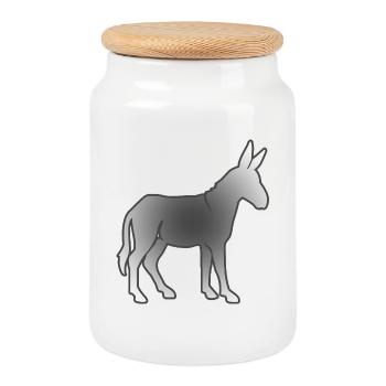 donkey - Cookie Jar with Wooden Lid - white - Front