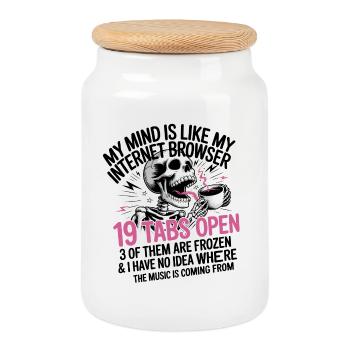 19 Tabs Open my brain like internet browser - Keksdose mit Holzdeckel - Weiß - Vorne