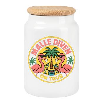 Malle Divas On Tour Women's Flamingo Mallorca Party - Cookie Jar with Wooden Lid - white - Front