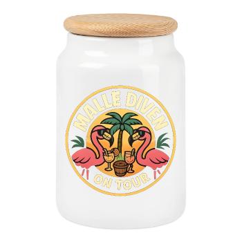 Malle Divas On Tour Women's Flamingo Mallorca Party - Cookie Jar with Wooden Lid - white - Front