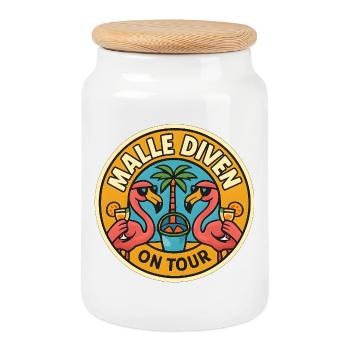 Malle Divas On Tour Women's Flamingo Mallorca Party - Cookie Jar with Wooden Lid - white - Front