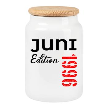 Juni 1996 - 30. Geburtstag - Keksdose mit Holzdeckel - Weiß - Vorne