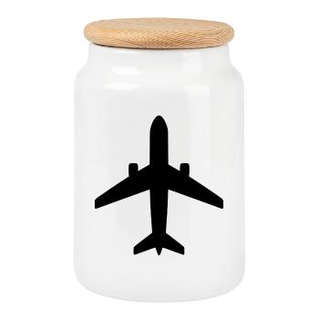 Flugzeug - Keksdose mit Holzdeckel - Weiß - Vorne