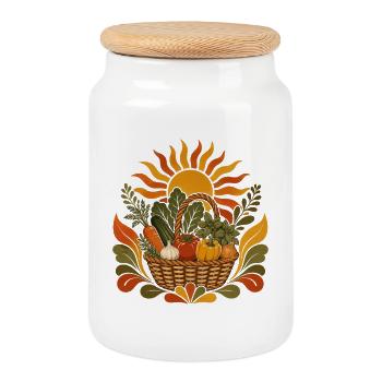 Summer Harvest Basket - Cookie Jar with Wooden Lid - white - Front
