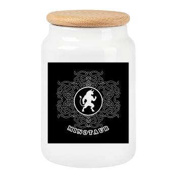 Minotaurus White - Keksdose mit Holzdeckel - Weiß - Vorne