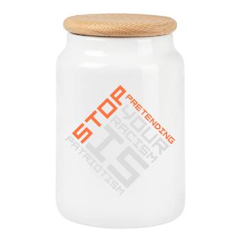 Arrêtez de faire semblant que votre racisme est une politique patriotique - Boîte à biscuits avec couvercle en bois - blanc - Devant