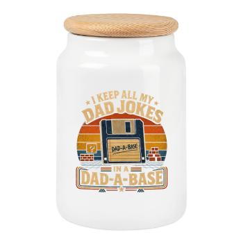 I Keep All My Dad Jokes In A Dad-A-Base – Retro  - Keksdose mit Holzdeckel - Weiß - Vorne