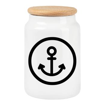 Voile - Boîte à biscuits avec couvercle en bois - blanc - Devant