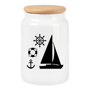 Sail - Cookie Jar with Wooden Lid - white - Front