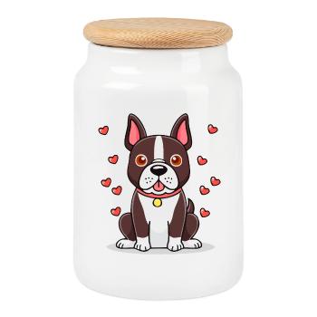 Boston Terrier (comic) - Cookie Jar with Wooden Lid - white - Front