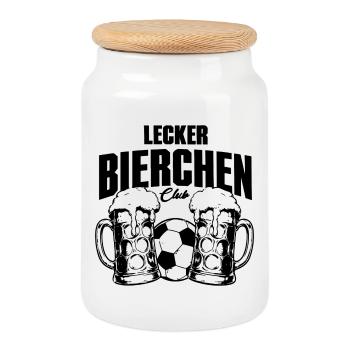 Lecker Bierchen Club Maßkrug Fußball Edition - Keksdose mit Holzdeckel - Weiß - Vorne