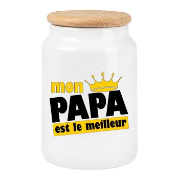 Mon Papa est le meilleur - Boîte à biscuits avec couvercle en bois - blanc - Devant