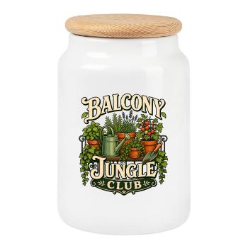 Balcony Jungle Club Balkon Garten - Keksdose mit Holzdeckel - Weiß - Vorne